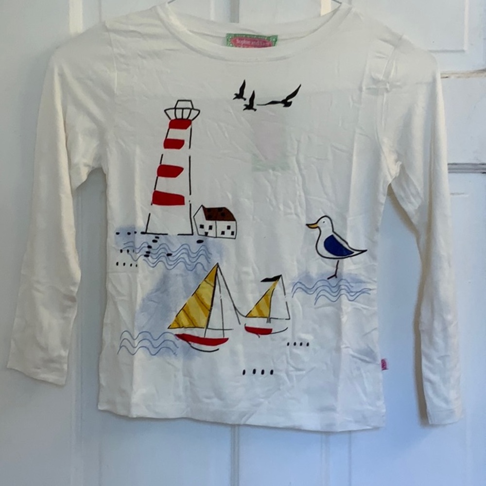 NWT Sophie and Sam girls seaside graphic top in size 7-8